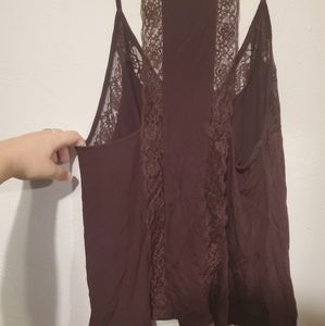 American Eagle Burgundy Dressy Tank w/Lace Detail